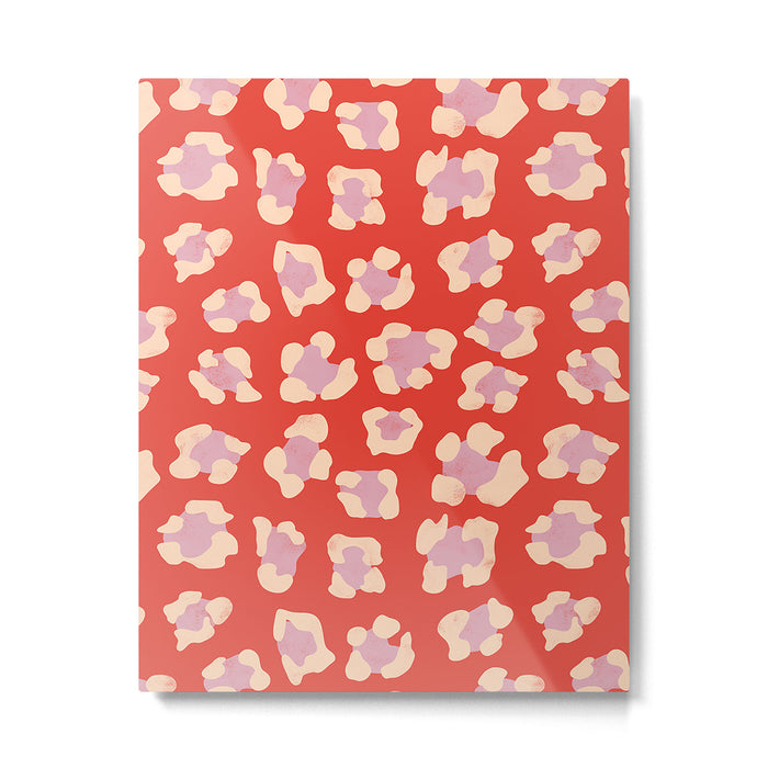 Dopamine Leopard Print In Red And Pink Metal Print Gallery Image 1