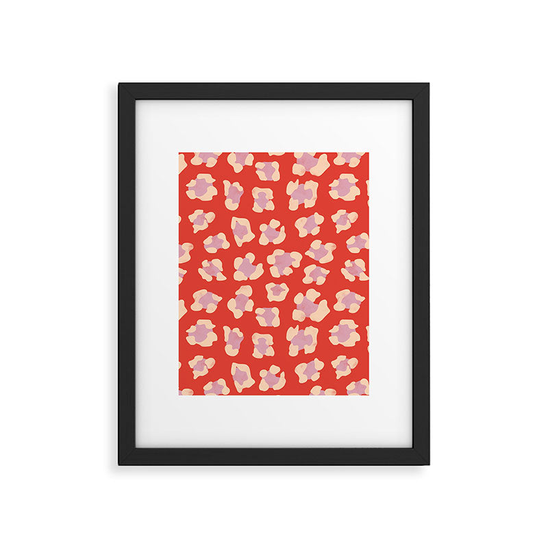 Dopamine Leopard Print In Red And Pink Framed Art Print Gallery Image 5