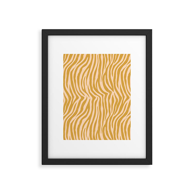 Dopamine Zebra Print In Amber Yellow Framed Art Print Gallery Image 5