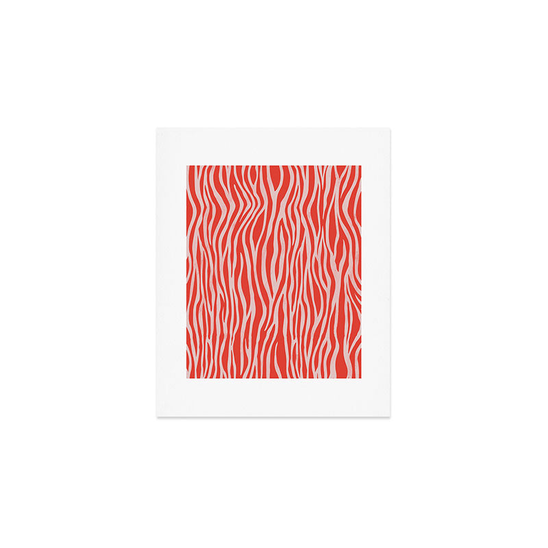 Dopamine Zebra Stripe Animal Print In Red Art Print Gallery Image 1