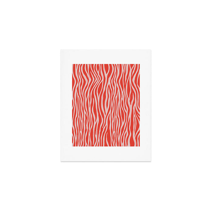 Dopamine Zebra Stripe Animal Print In Red Art Print Gallery Image 1