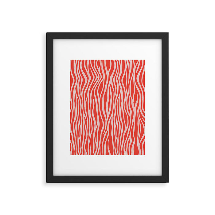 Dopamine Zebra Stripe Animal Print In Red Framed Art Print Gallery Image 1