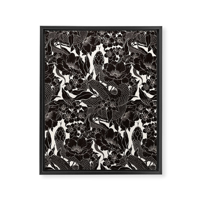 Enchanted Snake Block Print Framed Canvas Print Gallery Image 1