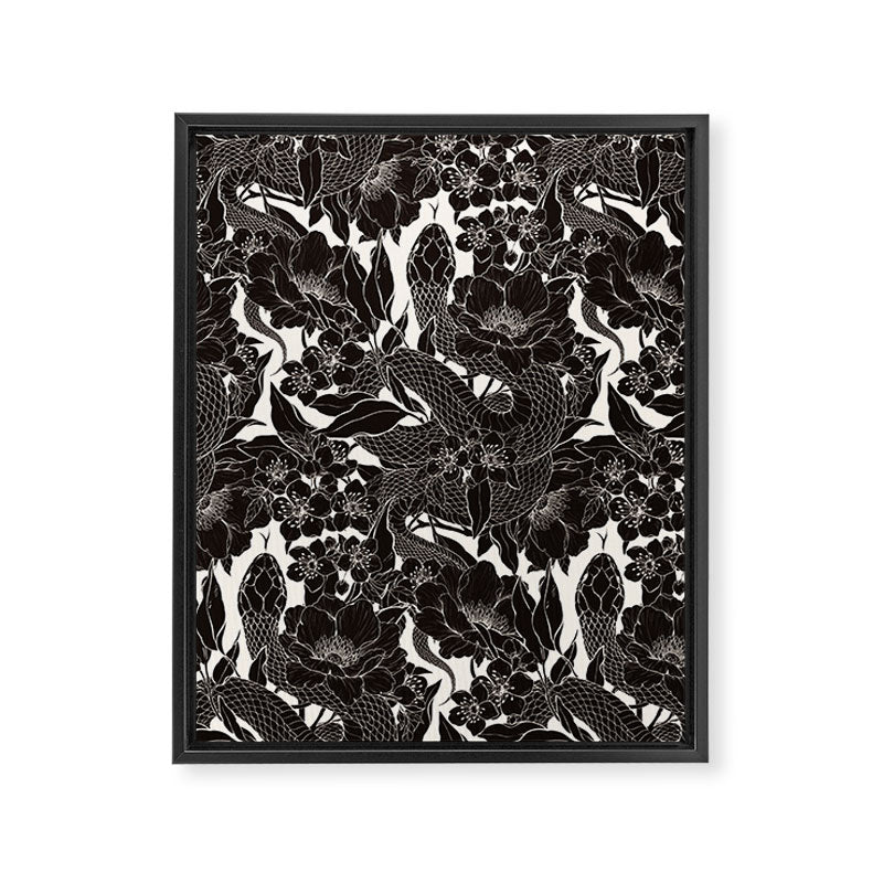 Enchanted Snake Block Print Framed Canvas Print Gallery Image 6