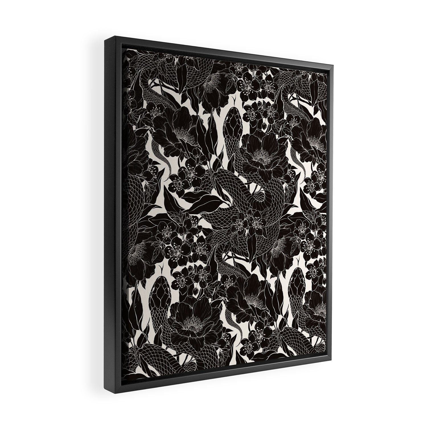 Enchanted Snake Block Print Framed Canvas Print Gallery Image 2