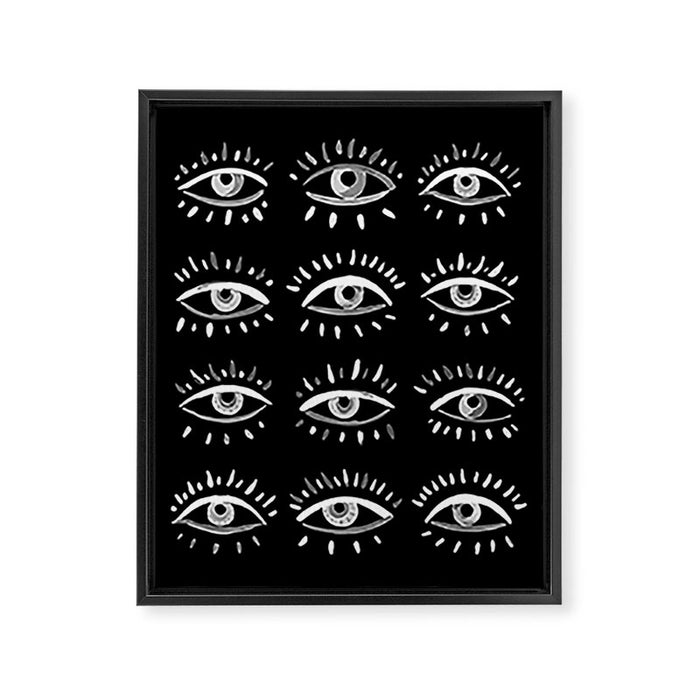 Evil Eye - Black and White Framed Canvas Print Gallery Image 1