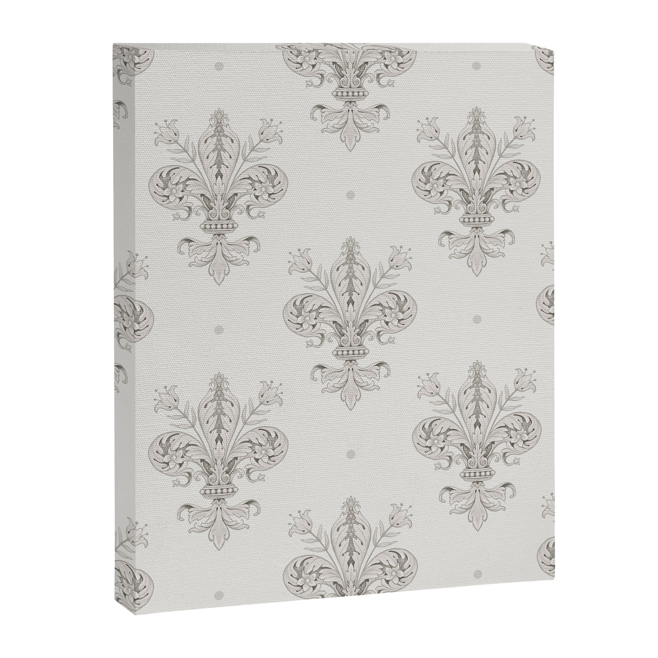 Fleur De Lis In Cool Neutral Grey Canvas Print Gallery Image 8