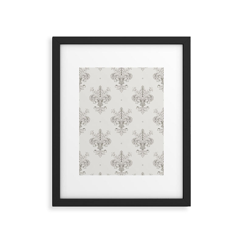 Fleur De Lis In Cool Neutral Grey Framed Art Print Gallery Image 6