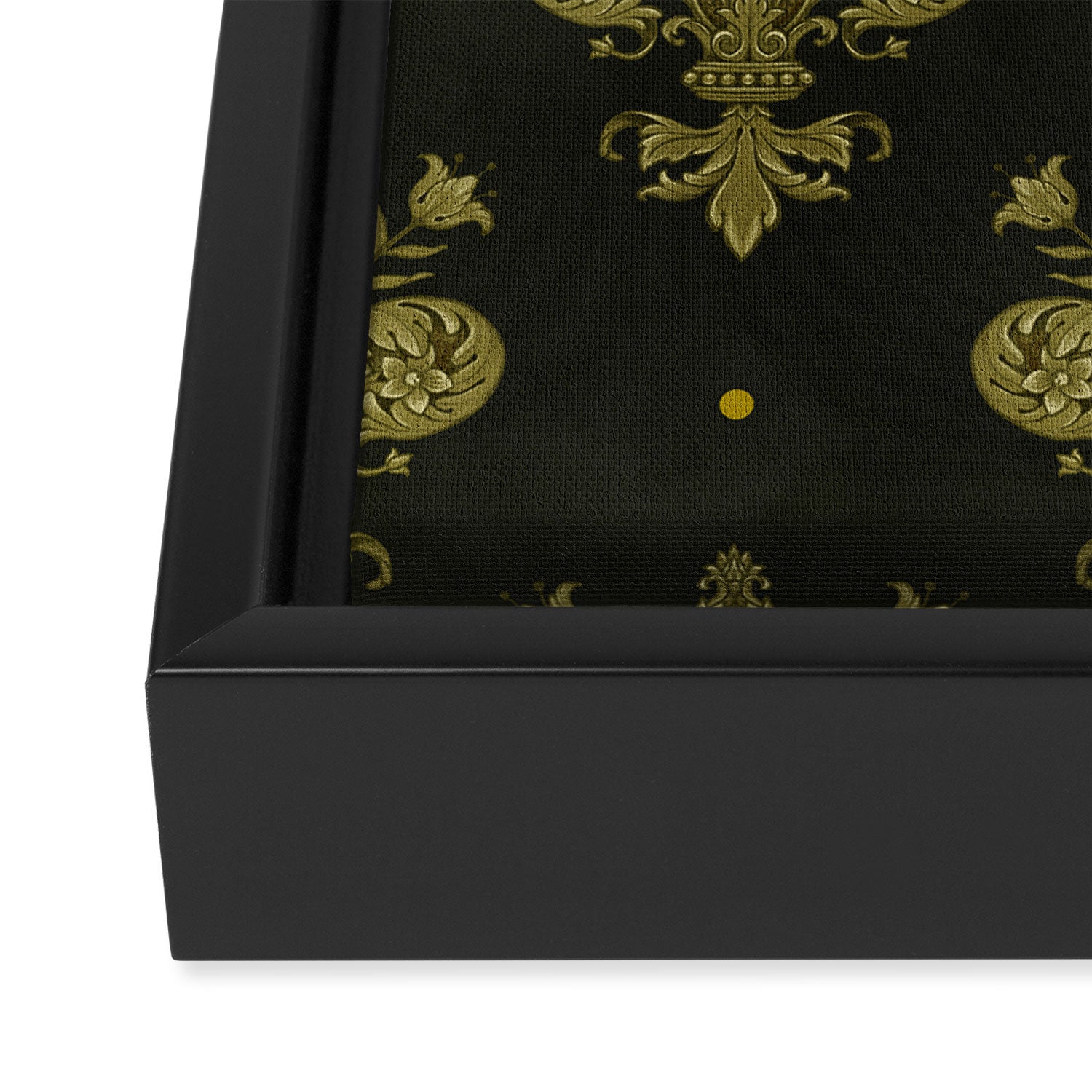 Fleur De Lis In Rich Green Framed Canvas Print Gallery Image 3