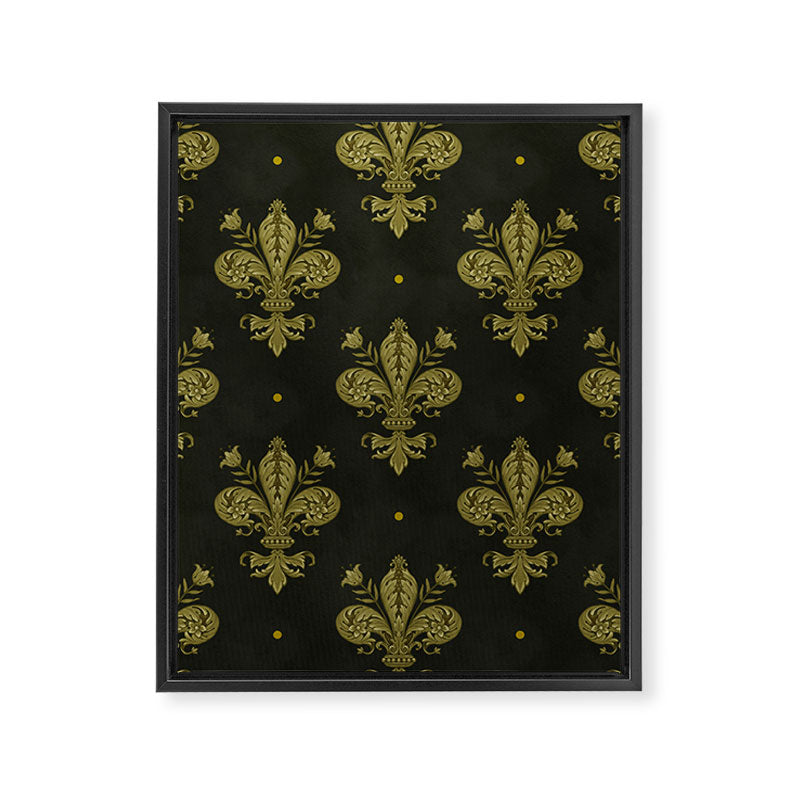 Fleur De Lis In Rich Green Framed Canvas Print Gallery Image 6