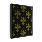 Fleur De Lis In Rich Green Framed Canvas Print Gallery Image 2