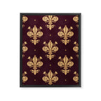 Fleur De Lis In Royal Burgundy and Gold Framed Canvas Print Gallery Image 8