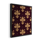 Fleur De Lis In Royal Burgundy and Gold Framed Canvas Print Gallery Image 2