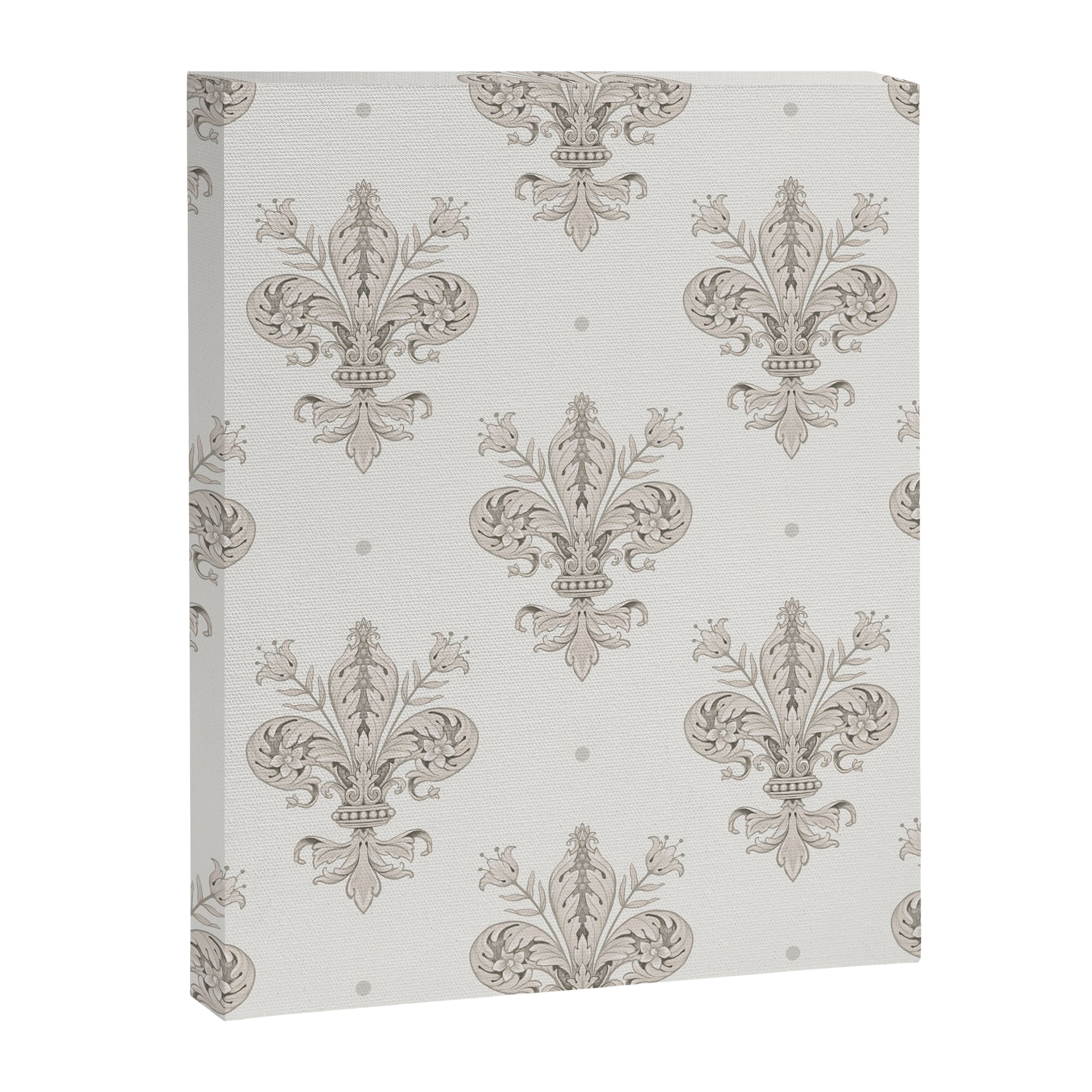 Fleur De Lis In Warm Grey Canvas Print Gallery Image 8