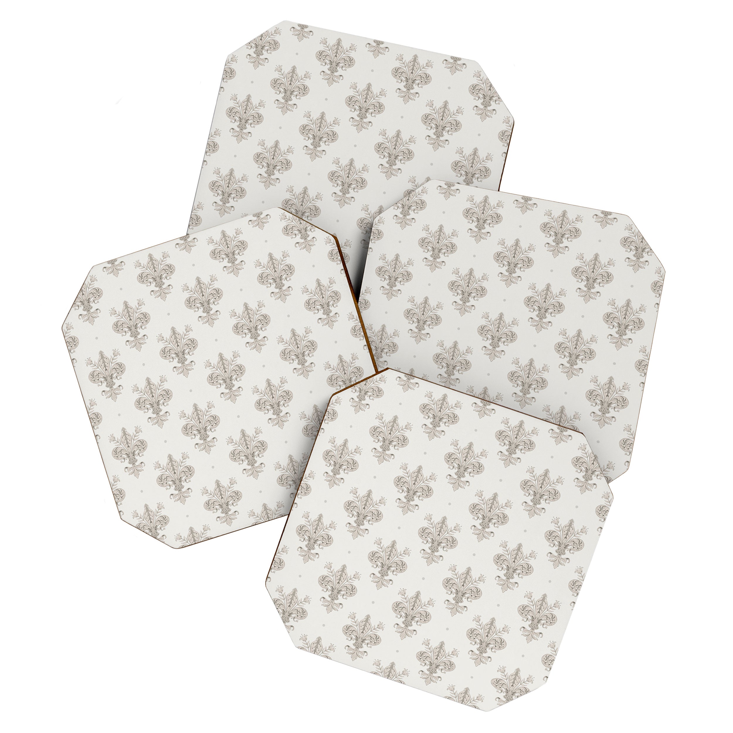 Fleur De Lis In Warm Grey Coaster Gallery Image 1