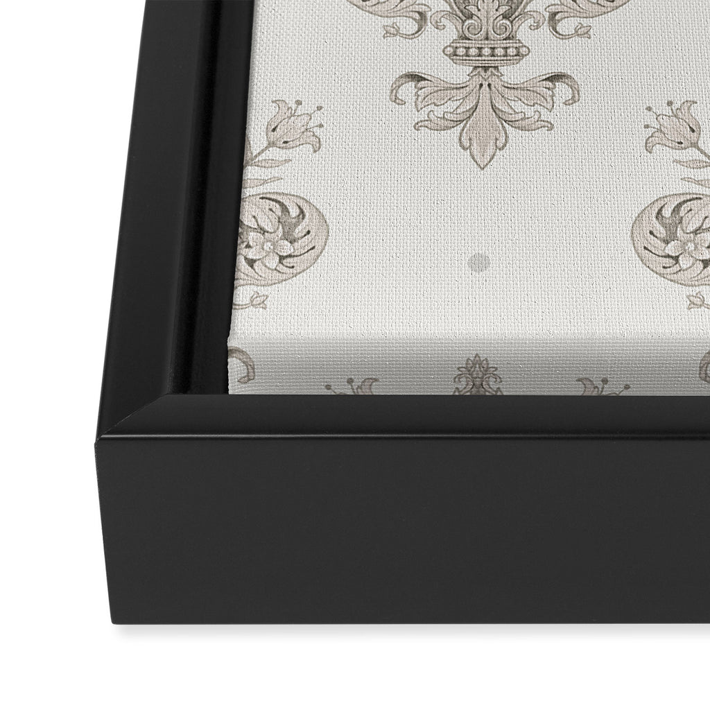 Fleur De Lis In Warm Grey Framed Canvas Print Gallery Image 3