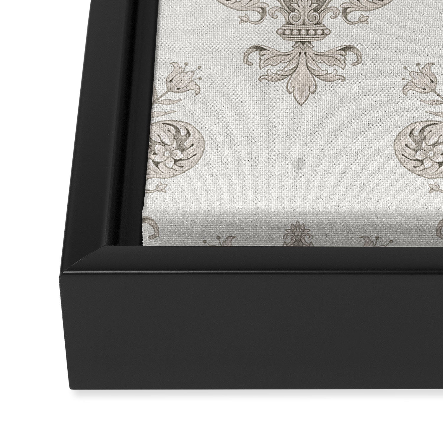Fleur De Lis In Warm Grey Framed Canvas Print Gallery Image 3