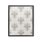Fleur De Lis In Warm Grey Framed Canvas Print Gallery Image 8