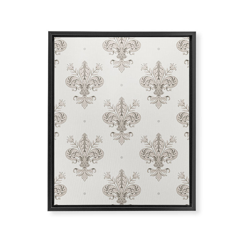 Fleur De Lis In Warm Grey Framed Canvas Print Gallery Image 8