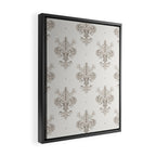 Fleur De Lis In Warm Grey Framed Canvas Print Gallery Image 2