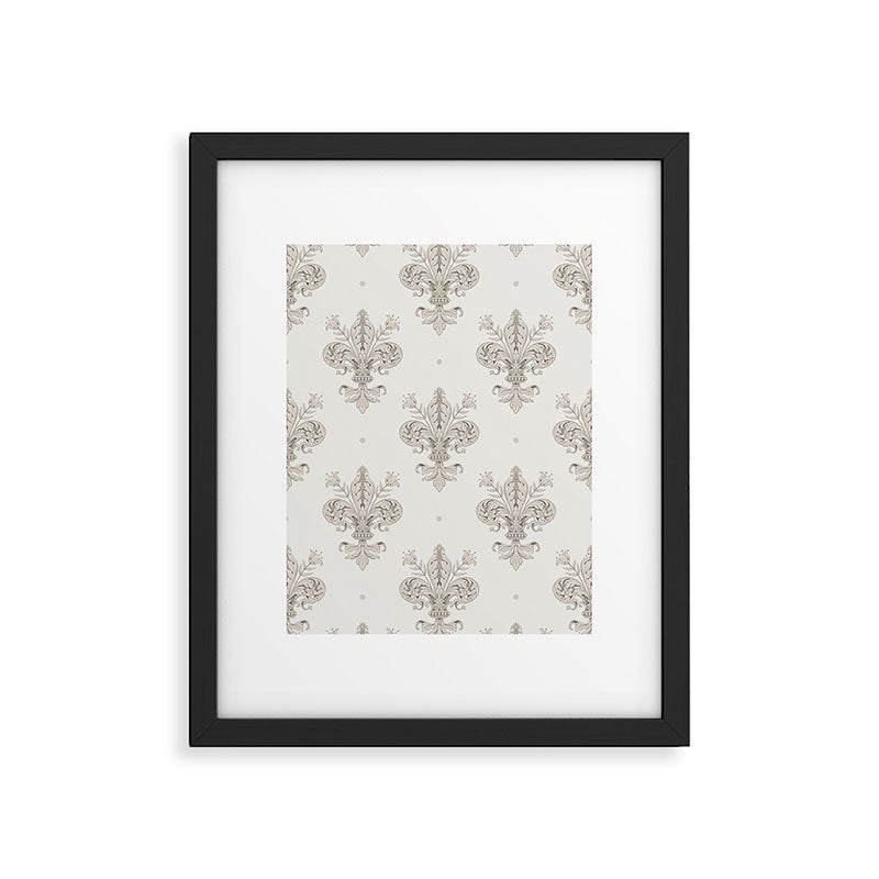 Fleur De Lis In Warm Grey Framed Art Print Gallery Image 6