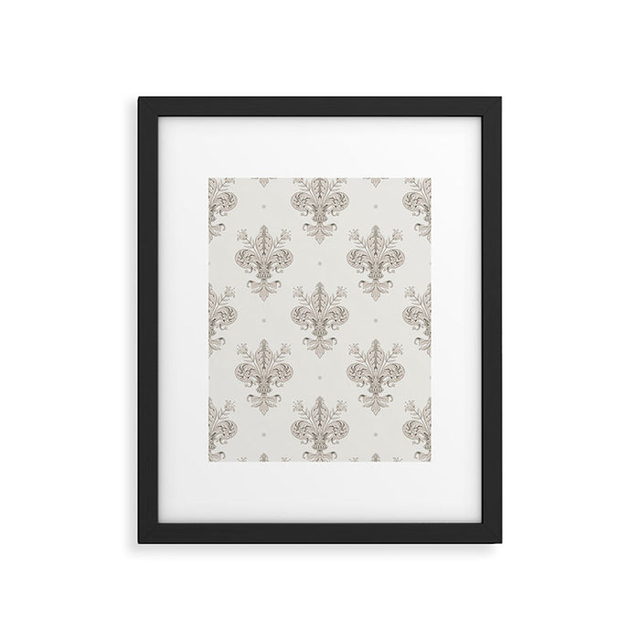 Fleur De Lis In Warm Grey Framed Art Print Gallery Image 1