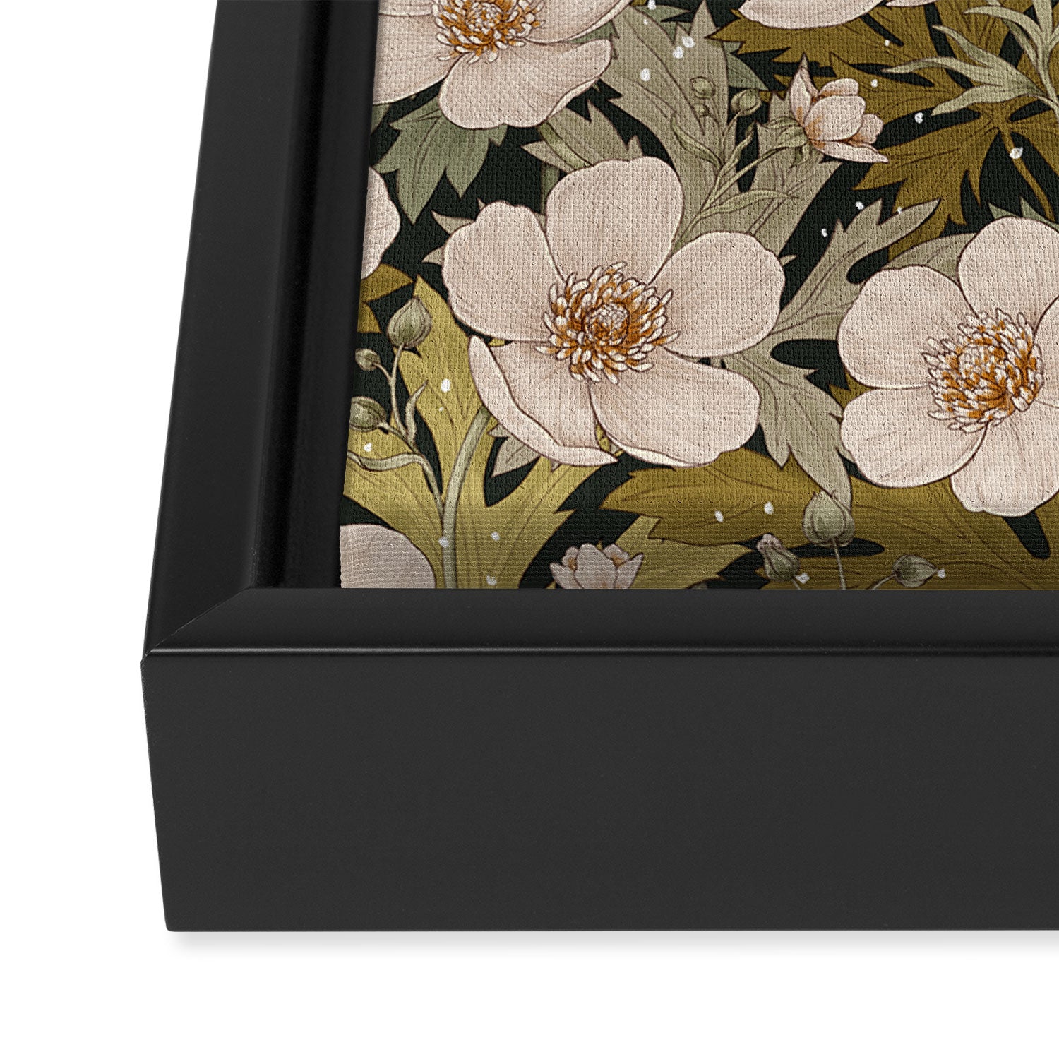 Floral Meadow In Spring Green Framed Canvas Print Gallery Image 3