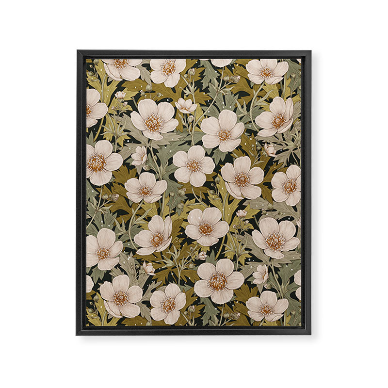Floral Meadow In Spring Green Framed Canvas Print Gallery Image 6