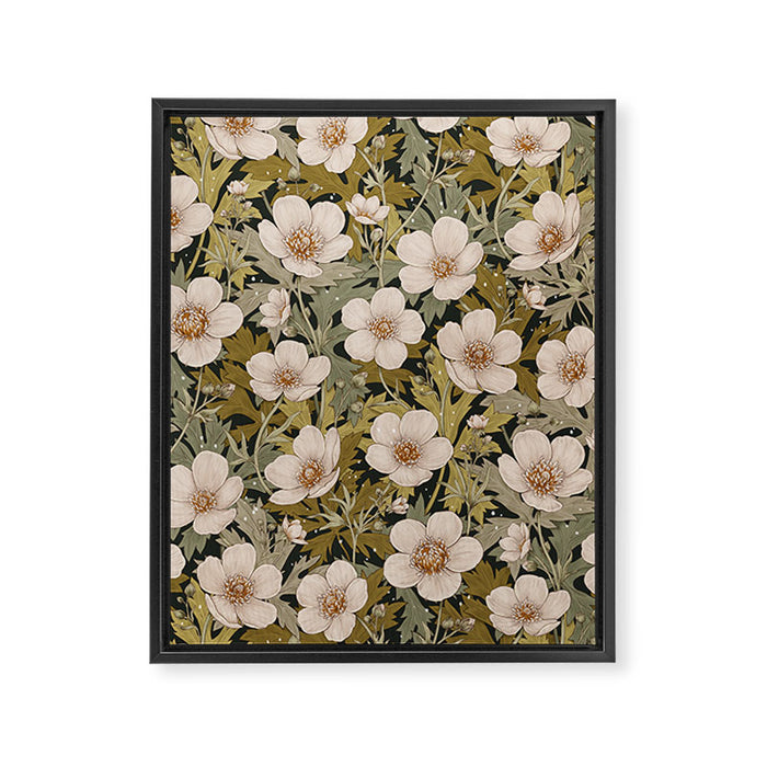 Floral Meadow In Spring Green Framed Canvas Print Gallery Image 1
