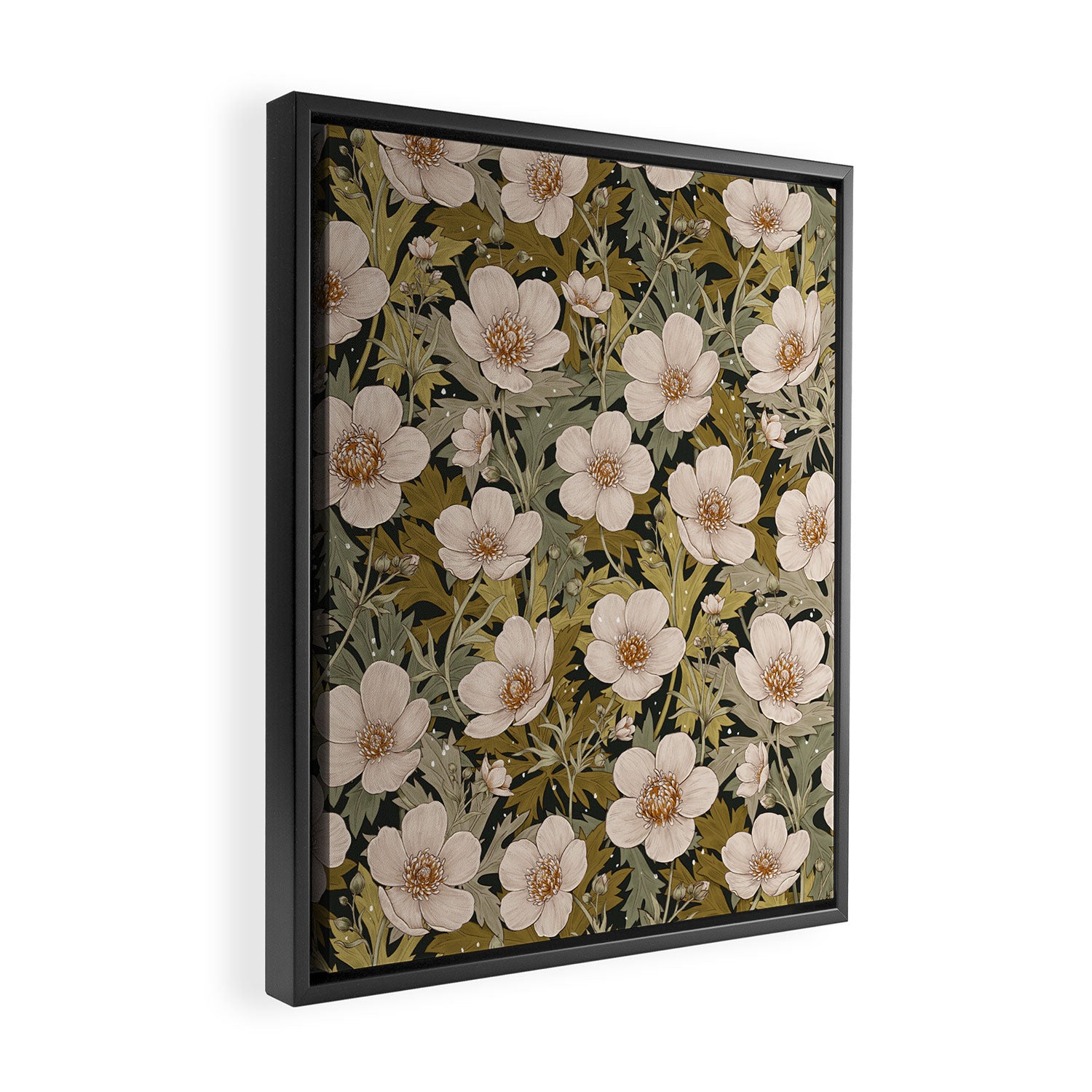 Floral Meadow In Spring Green Framed Canvas Print Gallery Image 2