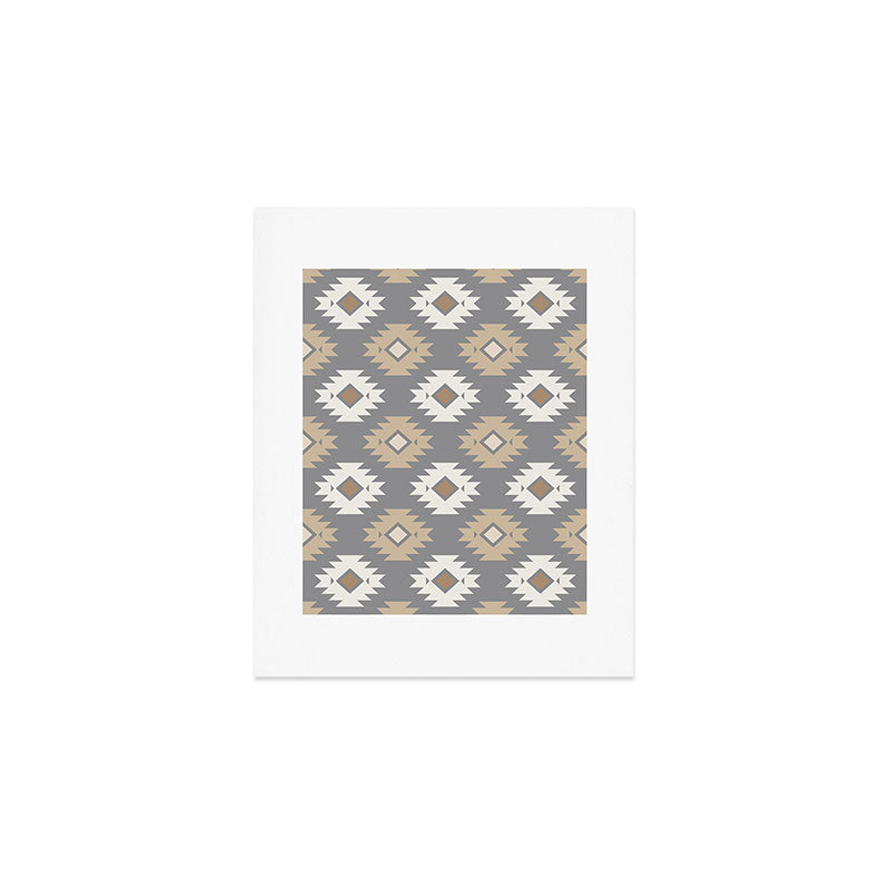 Geometric Aztec - Neutral Brown and Gray Art Print Gallery Image 1