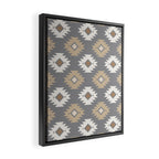 Geometric Aztec - Neutral Brown and Gray Framed Canvas Print Gallery Image 2