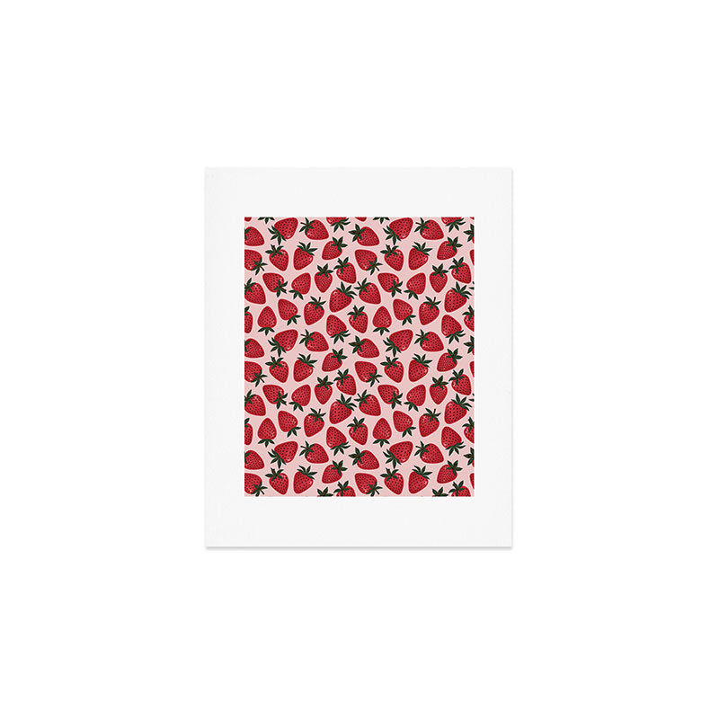 Gouache Strawberry in Pink Art Print Gallery Image 1