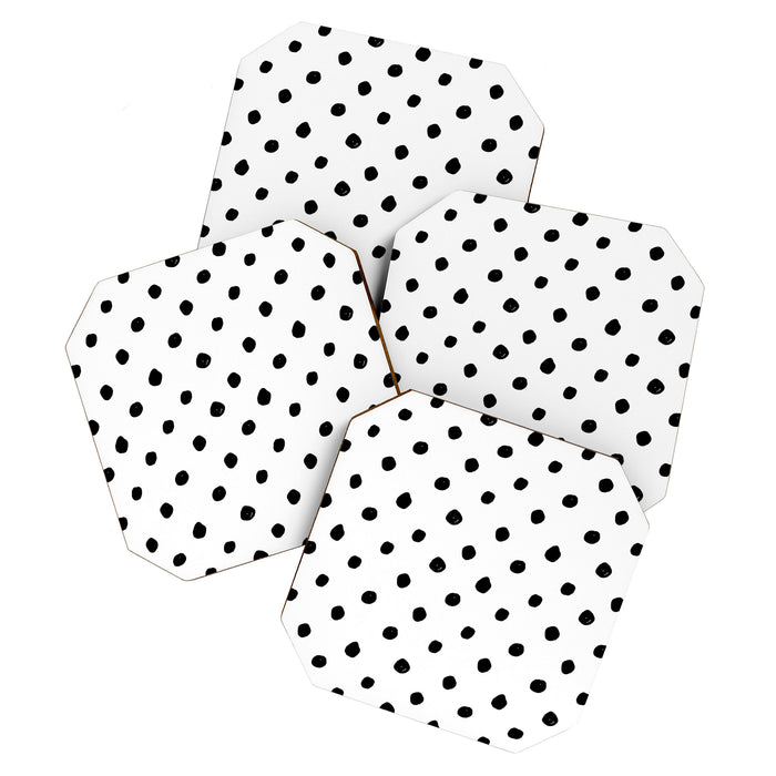 Hand Drawn Polka Dots â Black and White Ink Art Coaster Gallery Image 1