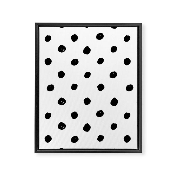 Hand Drawn Polka Dots â Black and White Ink Art Framed Canvas Print Gallery Image 1