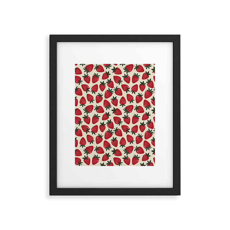Hand Drawn Vintage Strawberry Pattern Framed Art Print Gallery Image 5