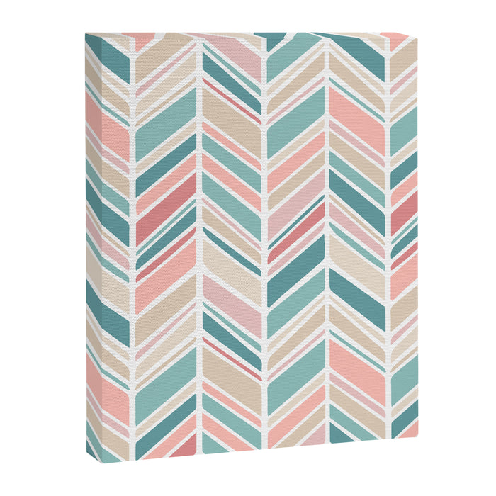 Herringbone Pattern - Cream Coral and Teal Canvas Print Gallery Image 1