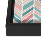 Herringbone Pattern - Cream Coral and Teal Framed Canvas Print Gallery Image 3