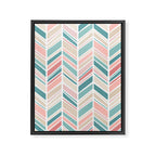 Herringbone Pattern - Cream Coral and Teal Framed Canvas Print Gallery Image 6