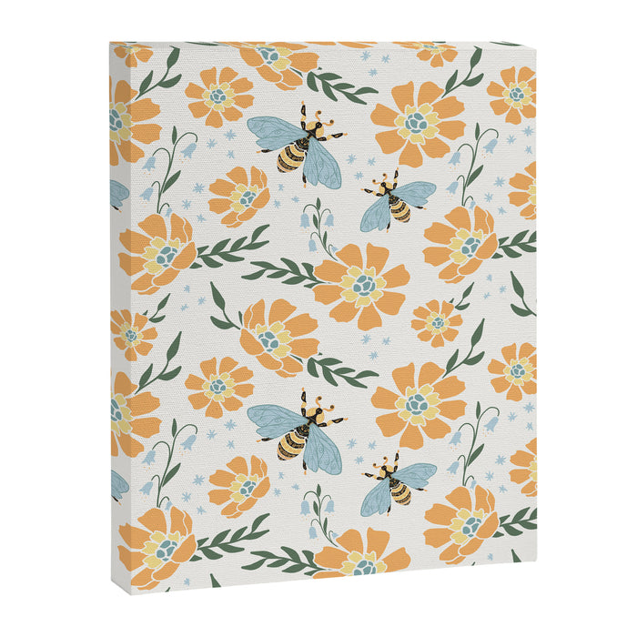 Honey Bees and Orange Flowers Canvas Print Gallery Image 1