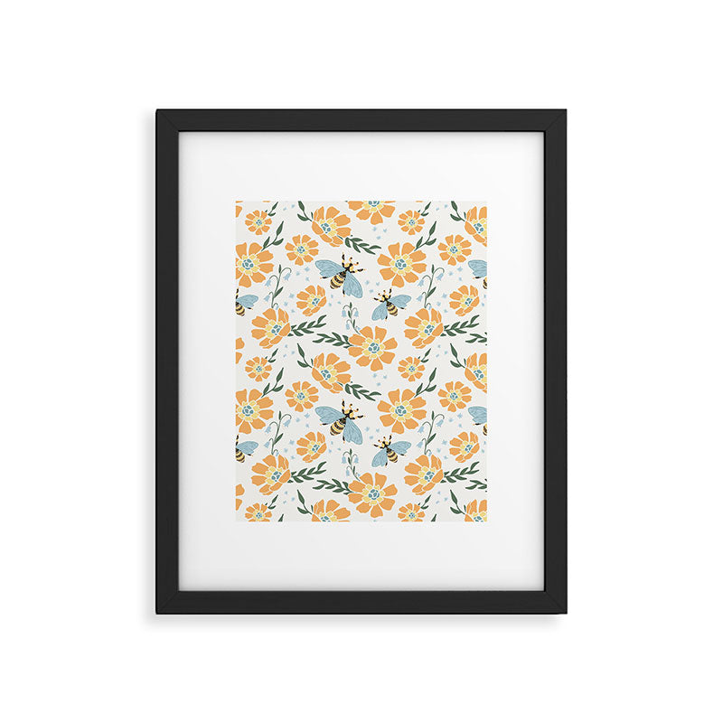 Honey Bees and Orange Flowers Framed Art Print Gallery Image 5