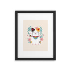 Japanese Lucky Cat with Cherry Blossoms Framed Art Print Gallery Image 5