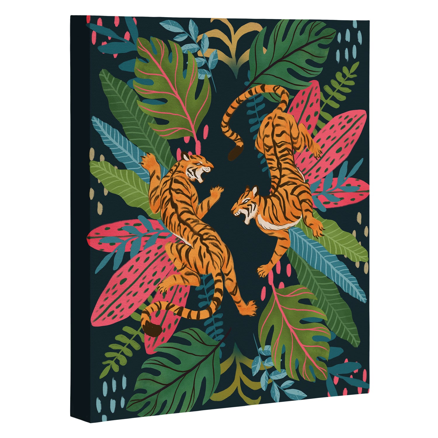 Jungle Cats - Roaring Tigers Canvas Print Gallery Image 3