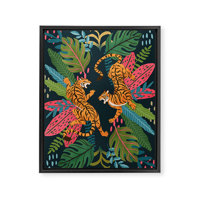 Jungle Cats - Roaring Tigers Framed Canvas Print Gallery Image 1