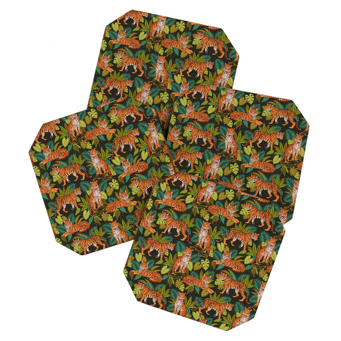 Jungle Cats In Charcoal Coaster Gallery Image 1