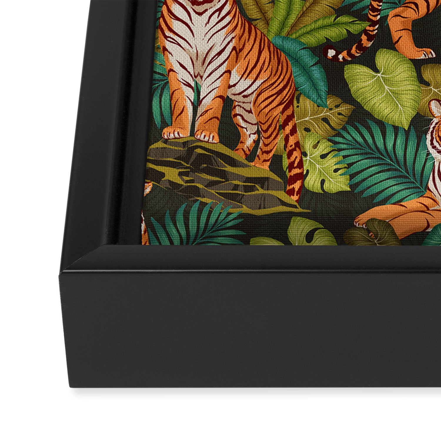 Jungle Cats In Charcoal Framed Canvas Print Gallery Image 3