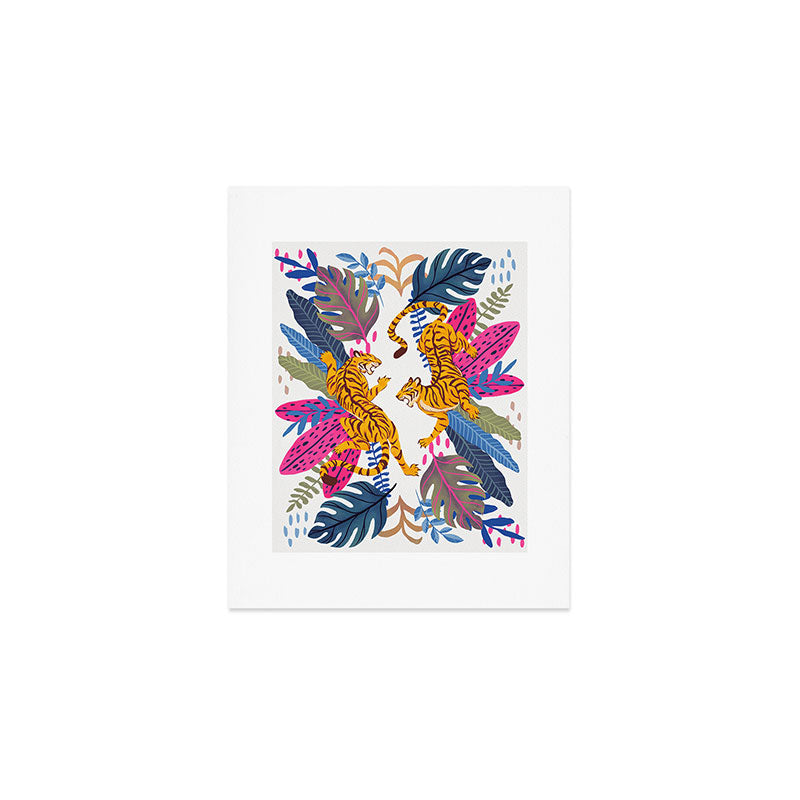 Jungle Tigers - Exotic Blue Art Print Gallery Image 1