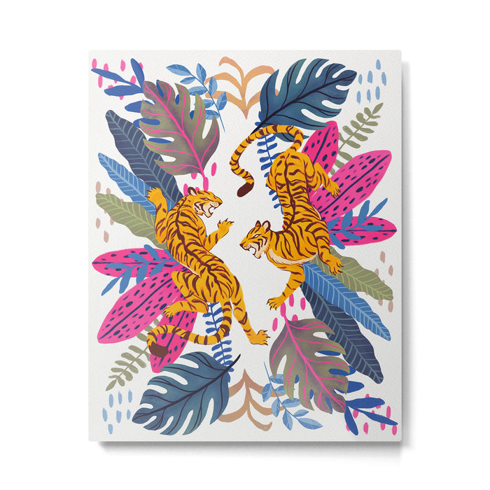 Jungle Tigers - Exotic Blue Metal Print Gallery Image 1