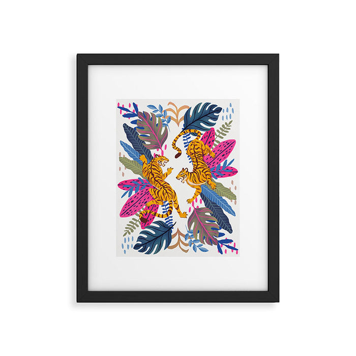 Jungle Tigers - Exotic Blue Framed Art Print Gallery Image 1