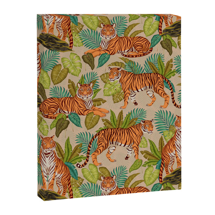 Jungle Tigers In Sand Brown Canvas Print Gallery Image 1